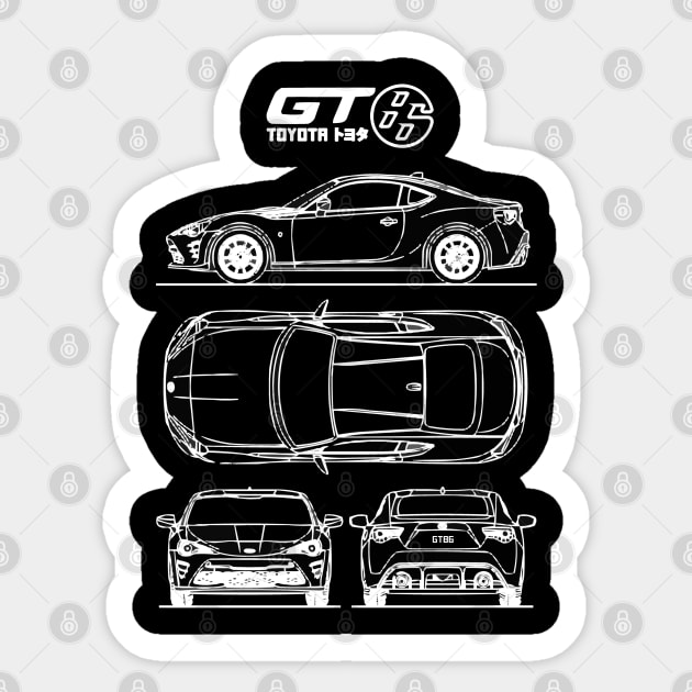 Toyota GT 86 Blueprint (GR86 BRZ FRS) Sticker by Industree Designs
